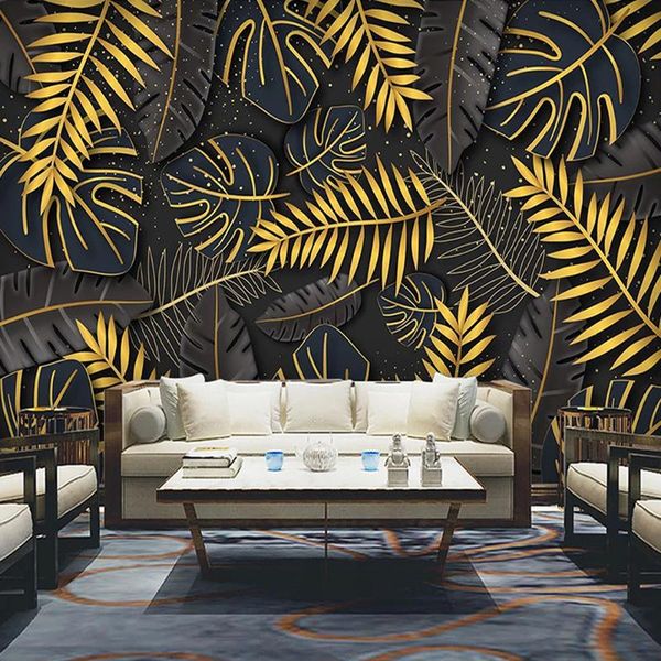 

wallpapers custom wall mural 3d po wallpaper for walls nordic tropical plant leaves tv background painting living room papier peint