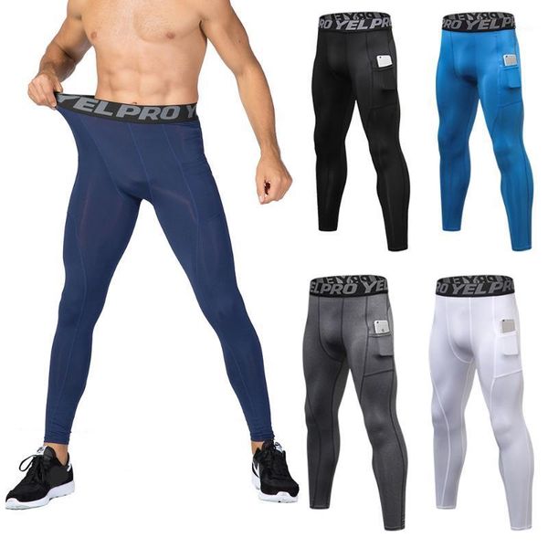 

running pants men compression pocket sport tights men's gym fitness training jogging slim trousers1, Black;blue