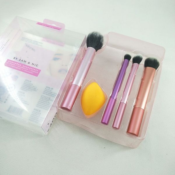 

4 pieces / set + powder puff brush makeup brushes sets make up brush set with metal box packing