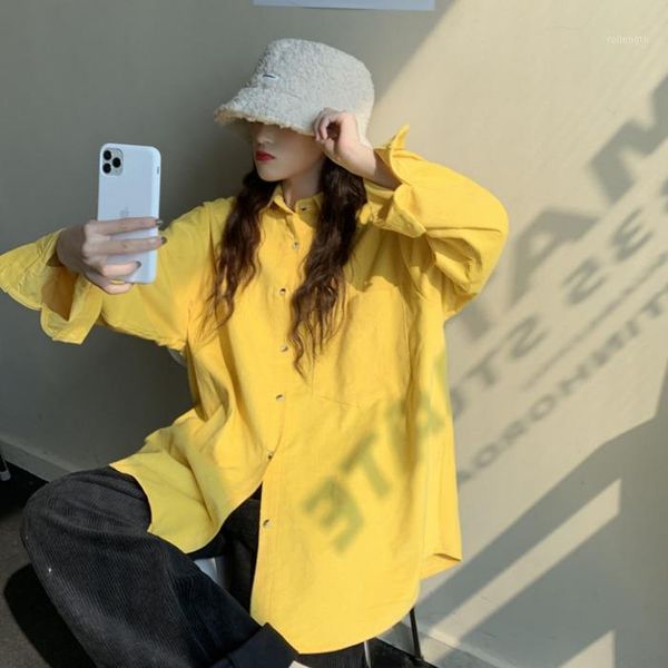 

oversize womens and blouses loose autumn preppy style solid korean clothes ladies fashion brand long sleeve shirts new1, White