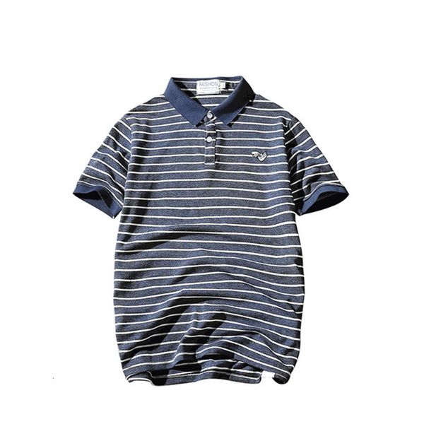 

2020 new tee summer short-sleeved small fresh trend embroidery color striped men's lapel polo shirt plus size, White;black