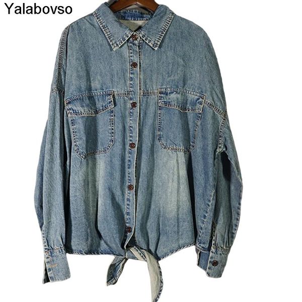 

autumn denim shirts for women light blue color loose  turndown collar single breasted ladies blouse spring new arrivals, White;black