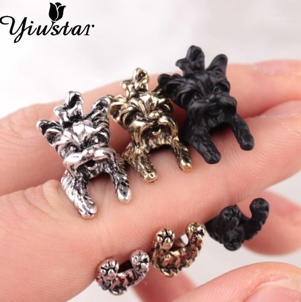 

wholesale- yiustar new arrival vintage west highland yorky terrier rings streched animal yorkshire puppy dog rings for women dwjz3391, Silver