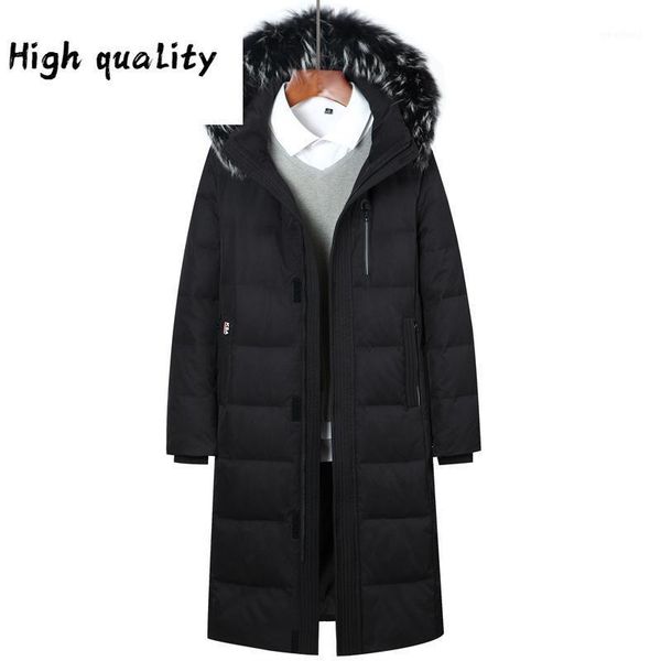 

jacket down men korean plus size winter coat men long white duck down puffer jacket warm casaco1, Black