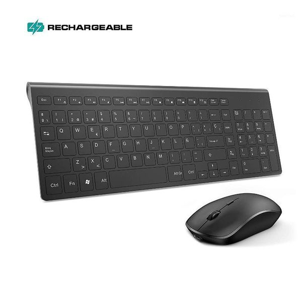 

keyboard mouse combos spanish/us layout wireless and for mac 2.4g ergonomic mute built-in battery home office meeting1