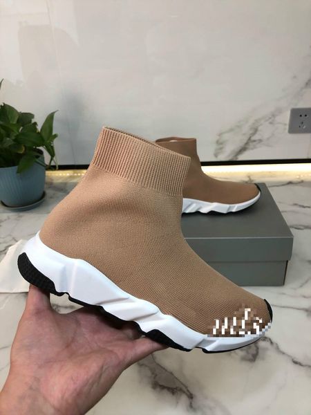 

casual shoes man woman socks with box knit casual boots race runner sneakers, Black