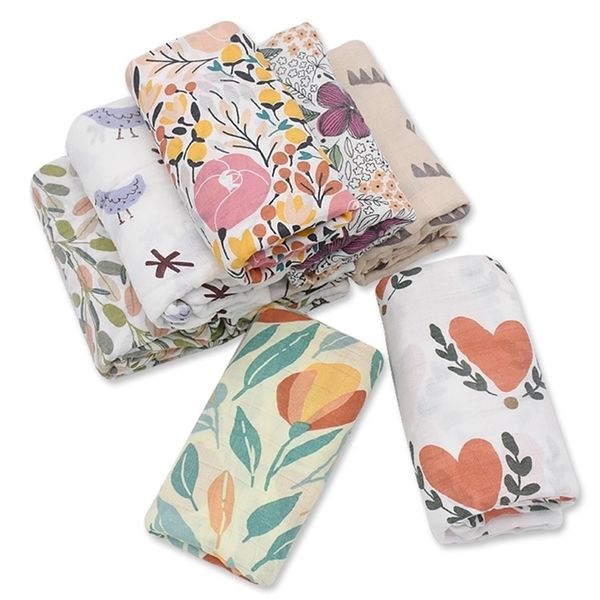 

pink swan 70mboo 30%cotton muslin diaper blankets newborn swaddle blanket infant gauze bath towel baby warp y201009