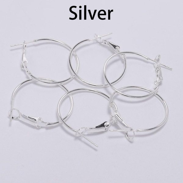 

10pcs 20 25 30 40 50mm gold circle round hoop earrings hooks earring findings for diy jewelry making accessories supplies h jllyvg, White