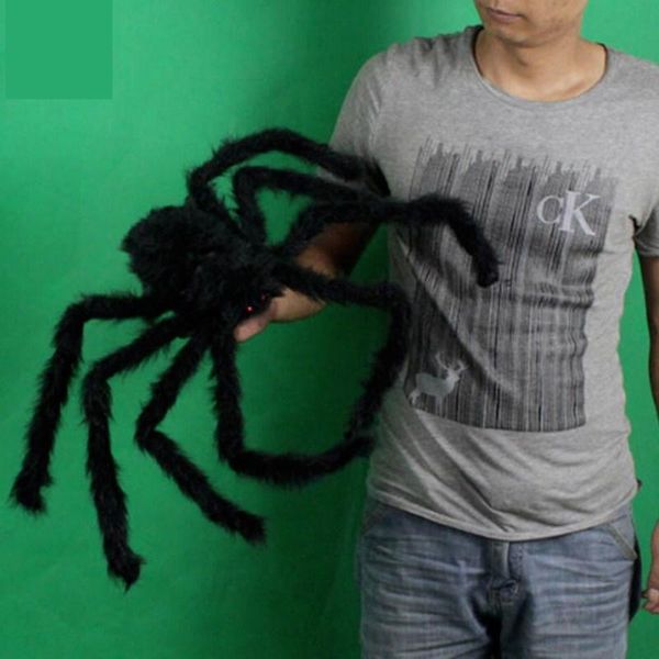 

30/50/75cm barbed wire and plush big spider funny joke spider props haunted house party props for halloween decoration