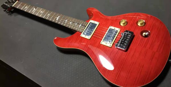 

electric guitar body mahogany flame maple red,tremolo bridge fly bird inlay