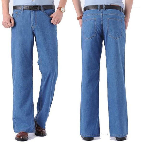 

jeans for men flare jeans men's loose wide-leg pants men's straight big feet micro-pants size 28-36 38 401, Blue