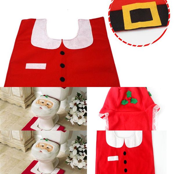 

factoryuflqfactory5ddxfoot happy santa toilet pad seat cover rug cover cap bathroom set christmas decorations