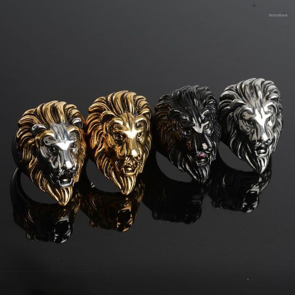 

2020 gold silver color lion 's head men hip hop rings fashion punk animal shape ring male hiphop jewelry gifts1, Golden;silver