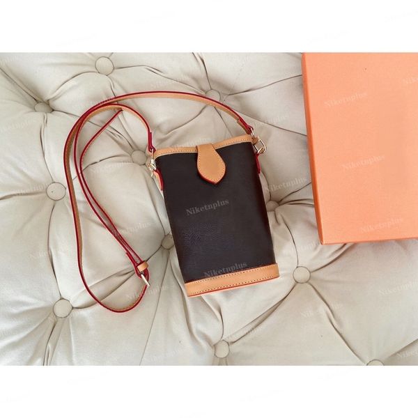 

fold me duffle bags pouch bucket bag phone box graind genuine leather crossbody flower printing drawstring handbags adjustable strap shoulde