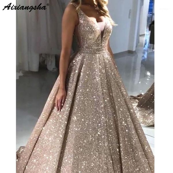 

glittering gold sequin evening dresses 2019 backless evening party gowns v-neck ball gown red prom dress1, White;black
