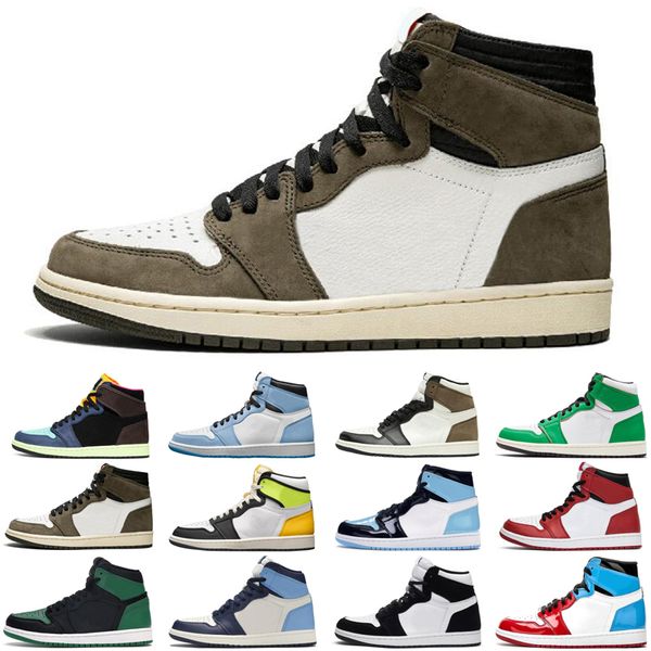 

dark mocha 1 1s jumpman men women shoes lucky green tubro pine unc obsidian athletic mens trainers sports sneakers, White;red