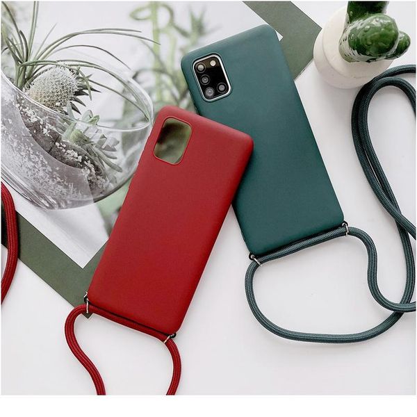 

sile tpu lanyard phone case for samsung galaxy a51 a71 a21s a31 a41 s20ultra s10 s9 s8 note10 plus a70 qyllrp