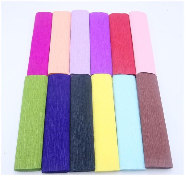 

25*250cm 1 roll colorful tissue wrinkles paper rolls diy flower making material paper for wedding party christmas de jllpht