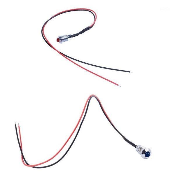

2 pcs 8mm 24v car led dash panel pilot warning light indicator lamp, red light & blue1