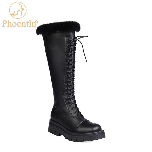

boots phoentin knee high riding women's winter warm platform mid heels long boot fashion round toe shoes black brown ft1304