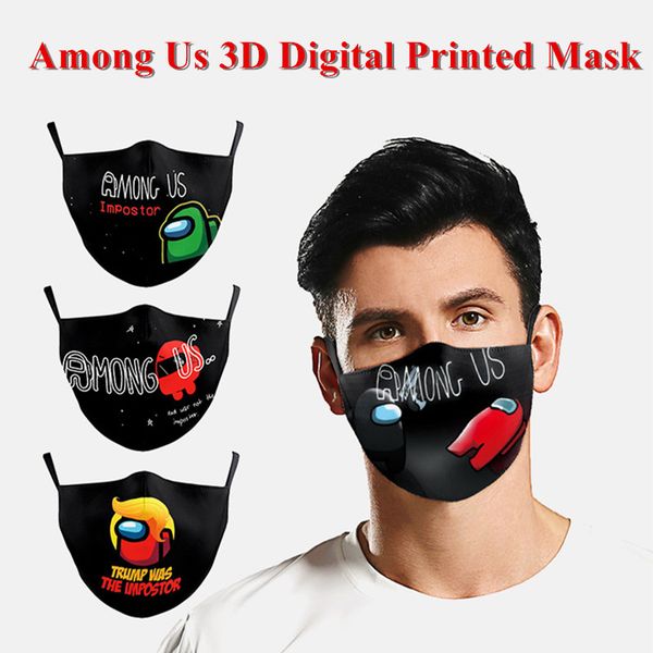 

us warehouse among us 3d print designer face masks washable breatheable cotton mouth muffle masks anti dust pm 2.5 party mask