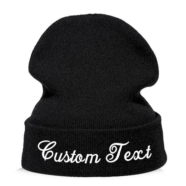 

customized embroidered your text winter beanie hats fashion warm cap elasticity knit beanie hats dropshipping y201024, Blue;gray