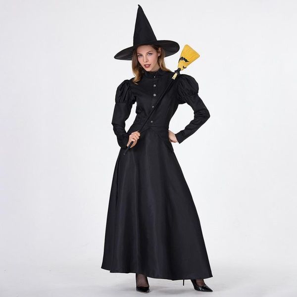 

2019 new women cosplay halloween plus size costume masquerade witch costume black magic witch dress1, Silver