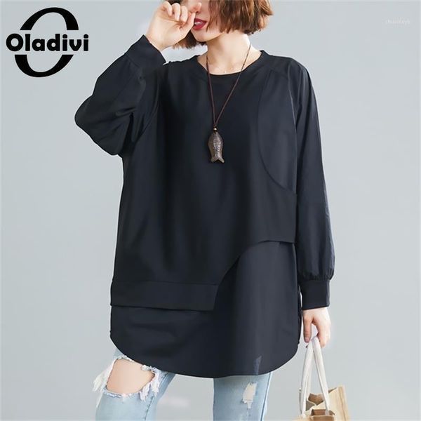 

oladivi plus size women shirts 2010 autumn casual loose long sleeve blouse tee fashion ladies tunics female loose blusas 5xl1, White