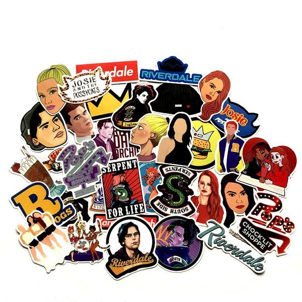 

34 pcs set riverdale stickers for lapskateboard home decoration car styling vinyl decals doodle cool diy works wmtvty