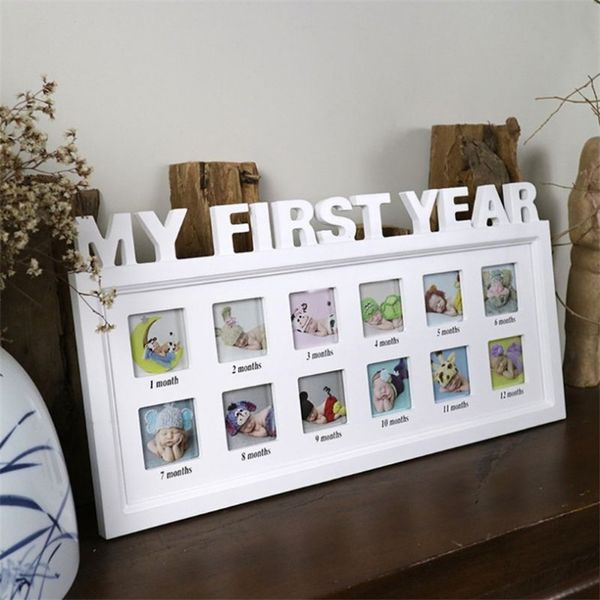 Jusenda Bebek DIY Fotoğraf Çerçevesi 1-12 Ay Anıt Büyüyen Resim Çerçevesi Benim İlk Yıl Çocuklar 1 Yıl Doğum Günü Odası Duvar Süslemeleri LJ201105