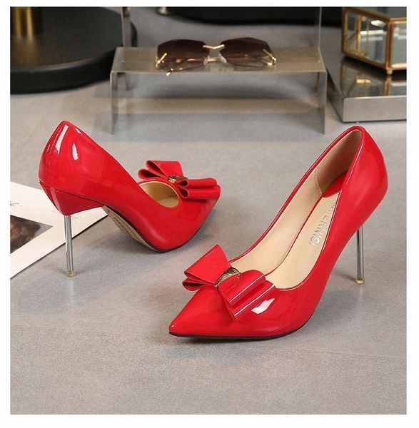 

woman pumps high heels 10cm 2019 spring women pumps fashion office shoes sweet butterfly-knot red ladies wedding shoes #x82s, Black