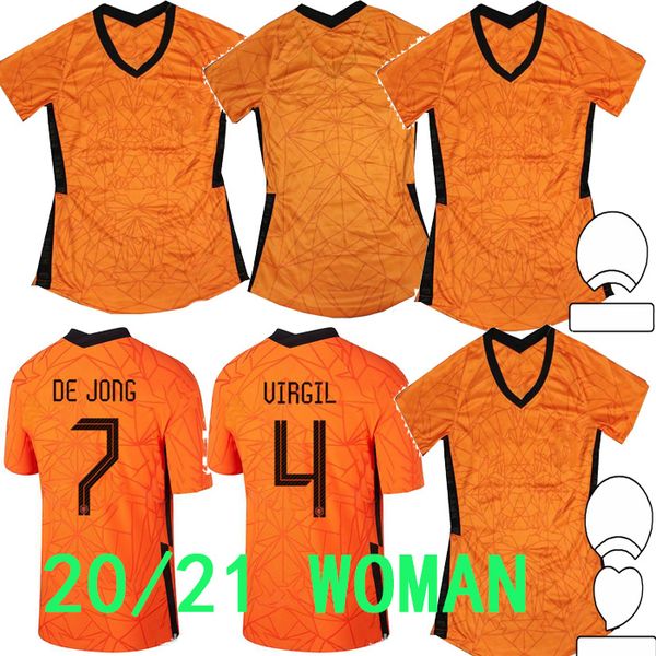 

new 2020 de jong van dijk women soccer jerseys netherlands home de ligt memphis promes football shirt strootman wijnaldum uniforms, Black