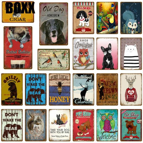 

dog honey squirrel bear owl bird animals art print poster metal signs wall sticker nordic plaque bar kids room home decor