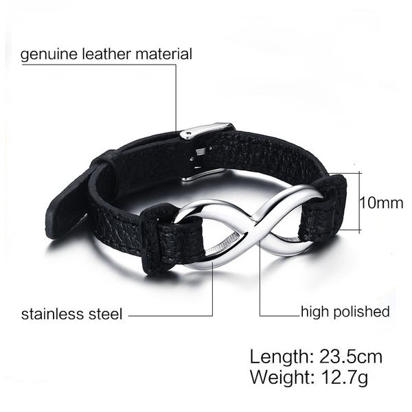 

infinity leather men's handmade cuff bracelet adjustable jewelryei7z