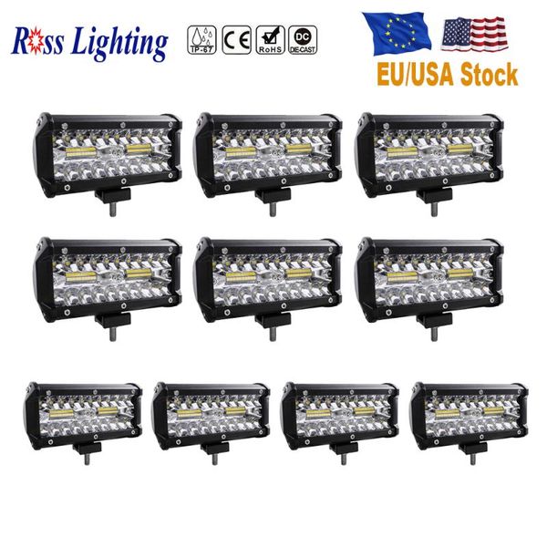 

working light 10pcs triple row offroad bar 7inch spot flood combo 120w led for truck tractor boat 4x4 driving suv 12v 24v