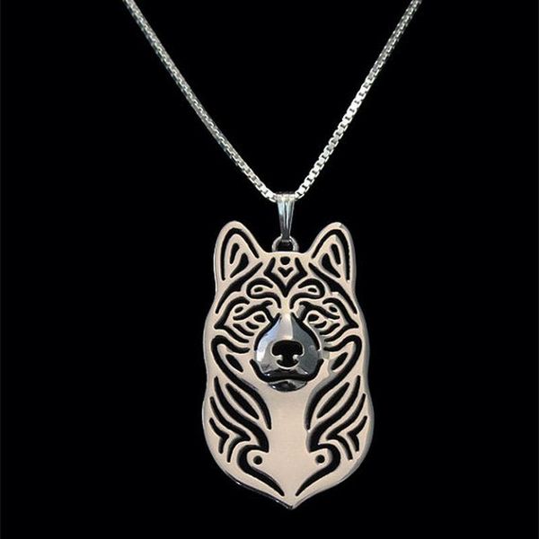 

pendant necklaces lovers' jewelry alloy pet dog women metal akita drop, Silver