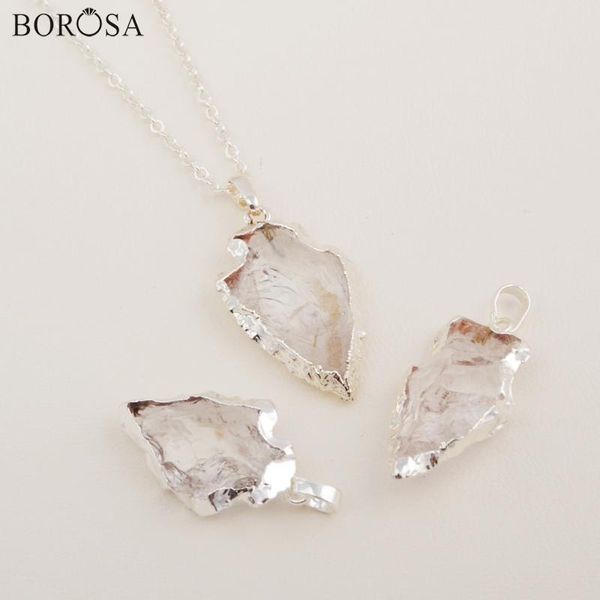 

pendant necklaces borosa jewelry rough natural white quartz carved arrowhead necklace creative gifts, Silver