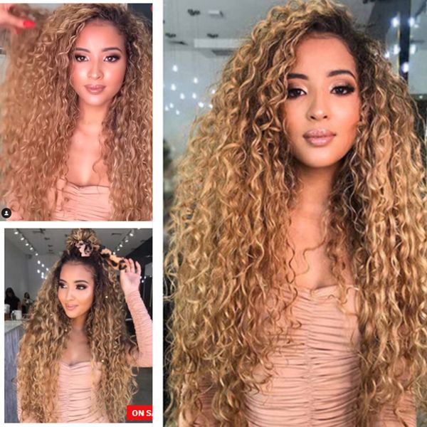 

24 inch long curly synthetic wig ombre color hightemperature fiber perruques de cheveux humains wigs cjb9930, Black