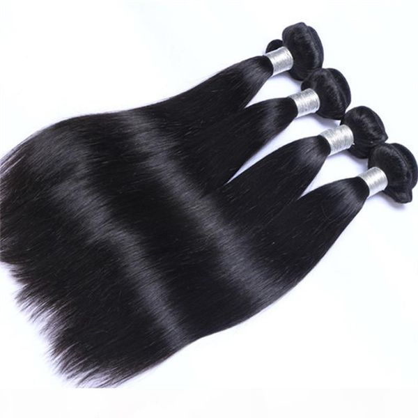 

brazilian virgin human hair bundles weaves grade thick straight peruvian indian malaysian hair extensions double weft full cuticle, Black