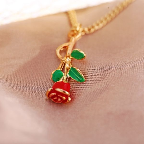 

s1197 fashion jewelry rose pendant choker necklace