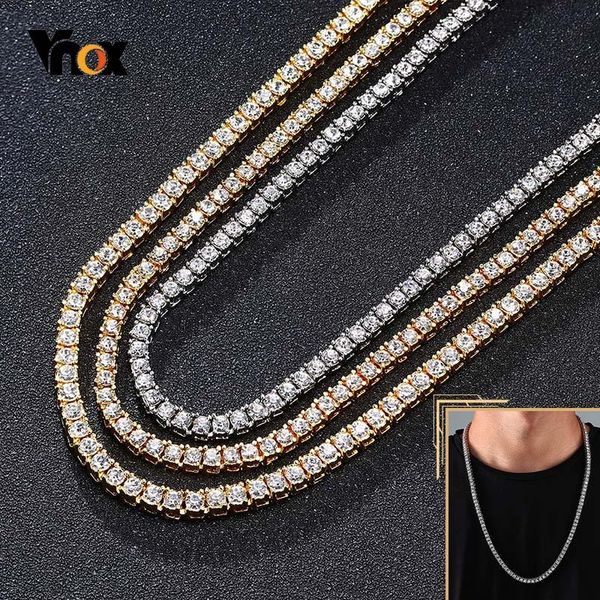 

vnox 5mm bling tennis chick secklace для мужчин женщины блестящие cz циркония камни строки ссылка punk hip hop gothic street jewelry box, Silver