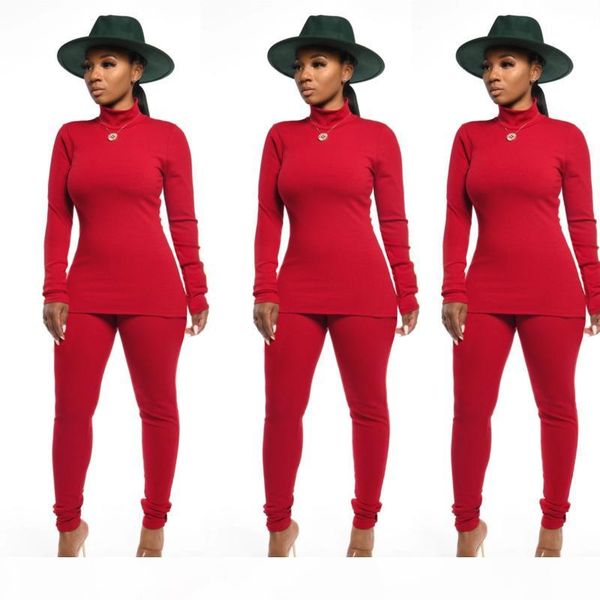 

women designers clothes 2020 two piece jogging suits slim ladies autumn and winter high collar tracksuits warm and comfortable clothing, White