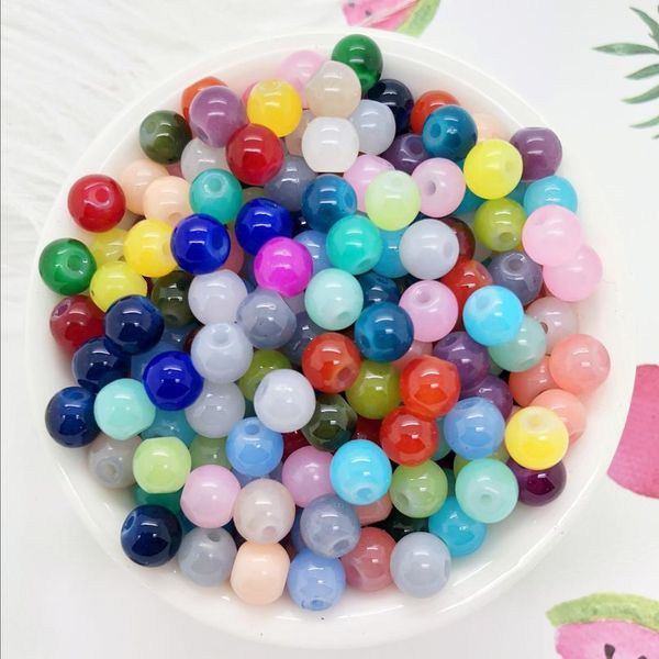 

new diy 4/6/8mm glass round pearl spacer loose beads pattern jewelry making jllbnr, Black