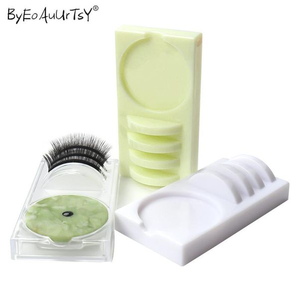 

1pc eyelash glue 2-in-1 glue pallet lash holder pad 3 color reusable plastic eyelash holder extension makeup tools