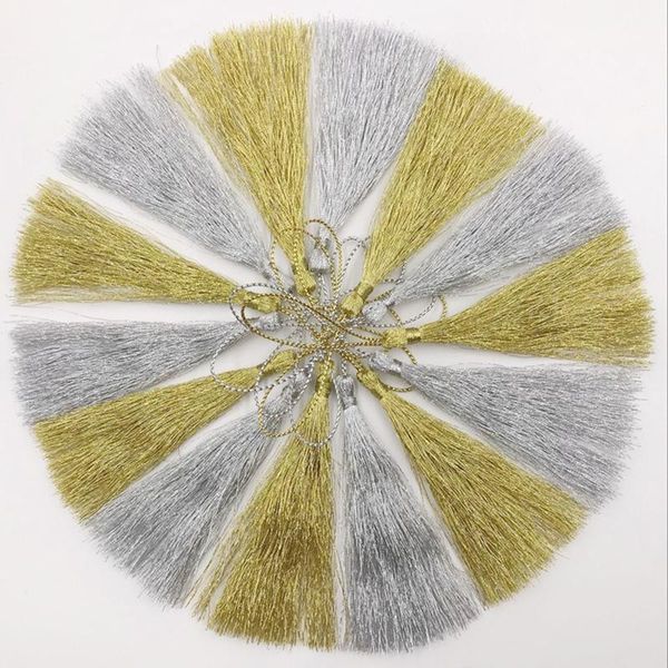 

10pcs gold silk silver silk tassel pendant jewelry curtain garments decorative accessories key bag pendant craft tassels diy h jllsdy