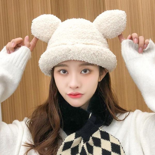 

ht3477 women winter hat thick warm fleece bucket hat cute ears fashion fishing cap packable winter hats for women fisherman cap, Blue;gray