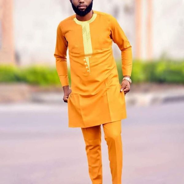 

h&d african dashiki outfit mens embroidered shirt pants 2 piece suit hippie men fashion muslim sets thobe 2021 european clothing, Red