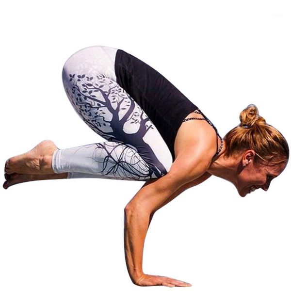 

2018 new design women legging trees printing blue fitness leggings fashion high waist woman pants1, Black