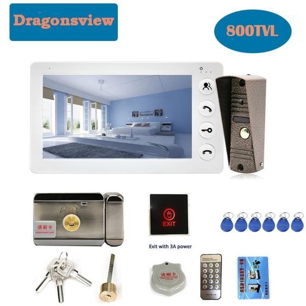 

dragonsview wired video door phone doorbell camera intercom system 7 inch rainproof unlock electronic lock monitoring talk1