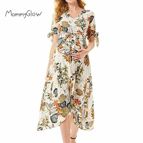 

casual maternity floral dresses baby shower nursing pregnancy dress clothes for pregnant women sundress breastfeeding dress new lj201114, White